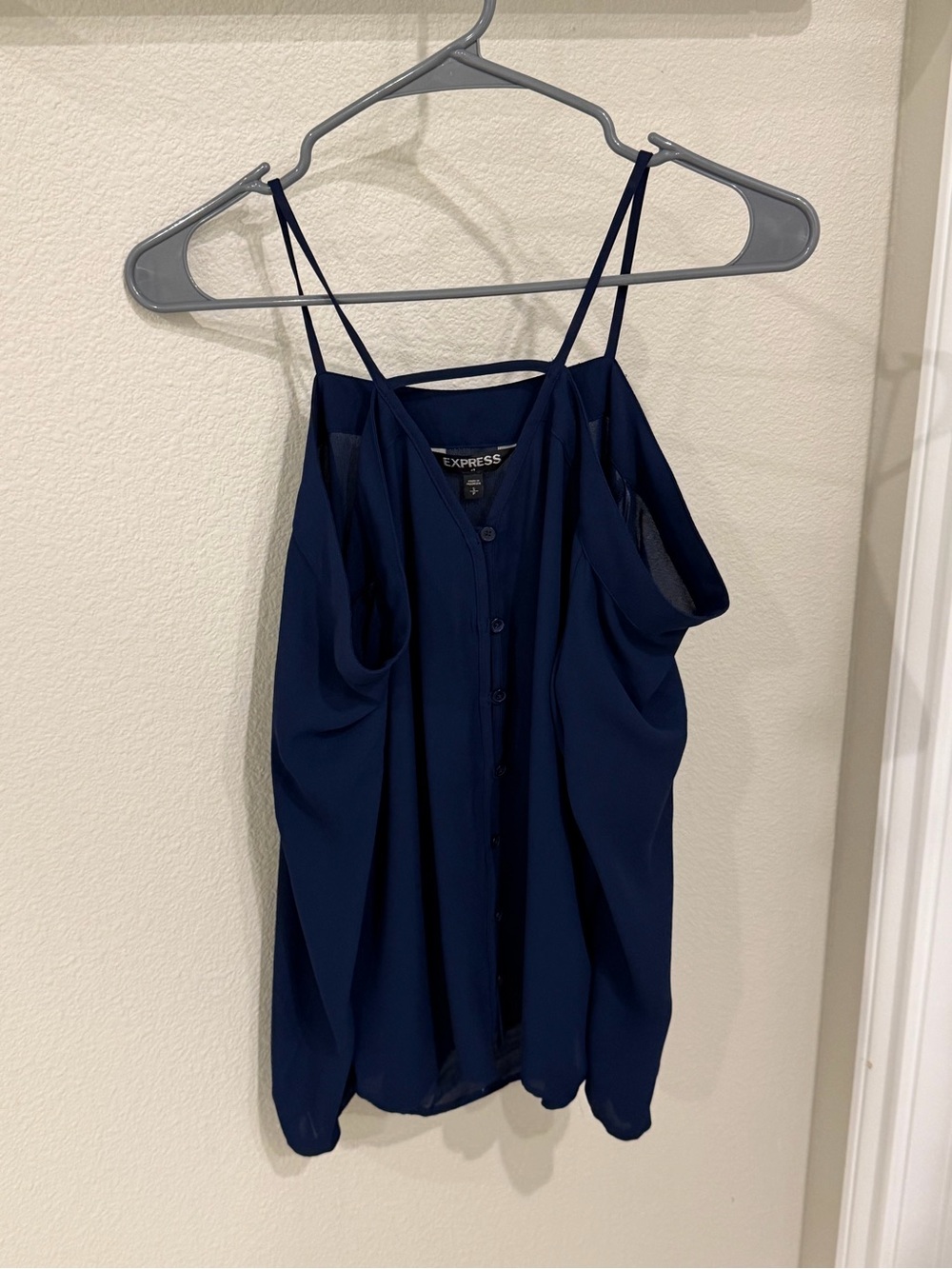 Express Navy Button-Front Spaghetti Strap Camisole